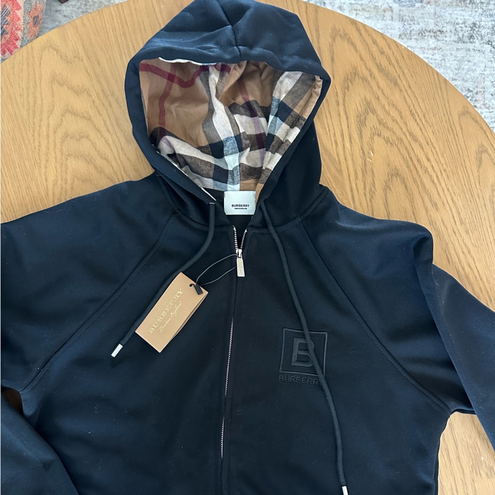 Burberry Black Jacket with Checkered Interior hood